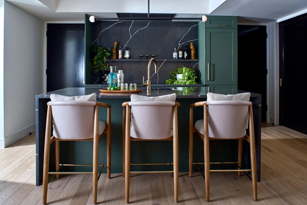 Modern kitchen with a island and Dillon Counter Stools
