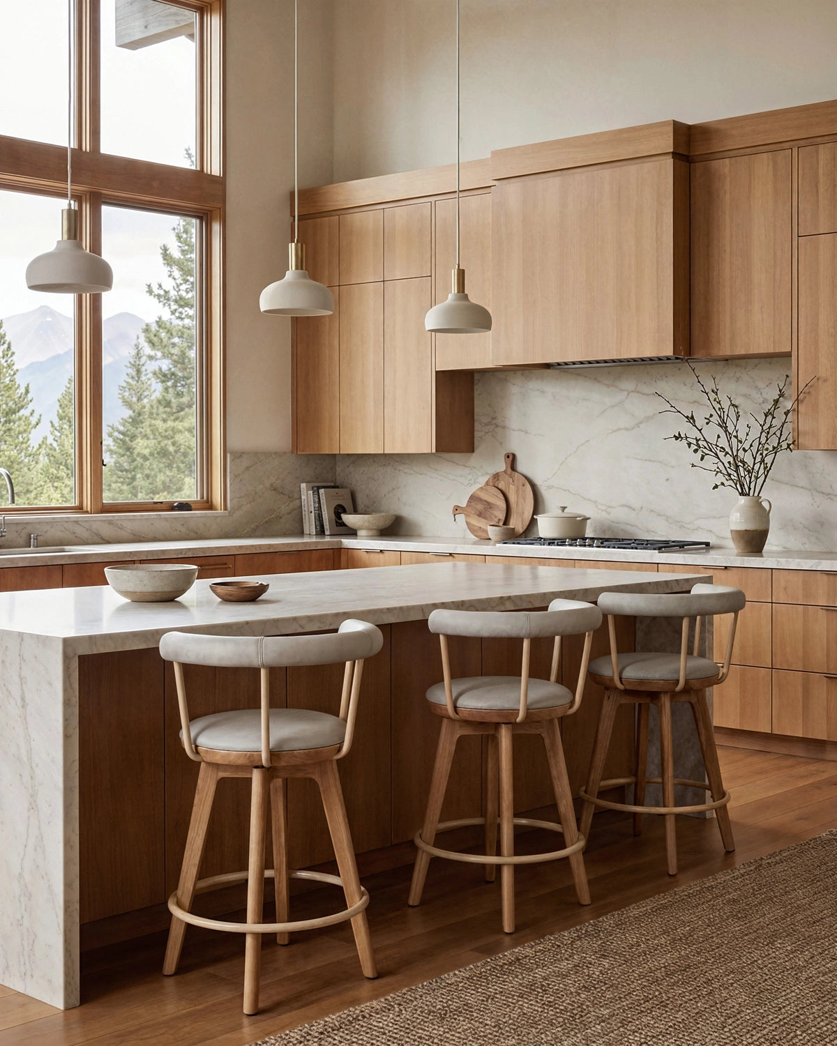 Pearl Leather / White Oak / Counter (25.5" Height)