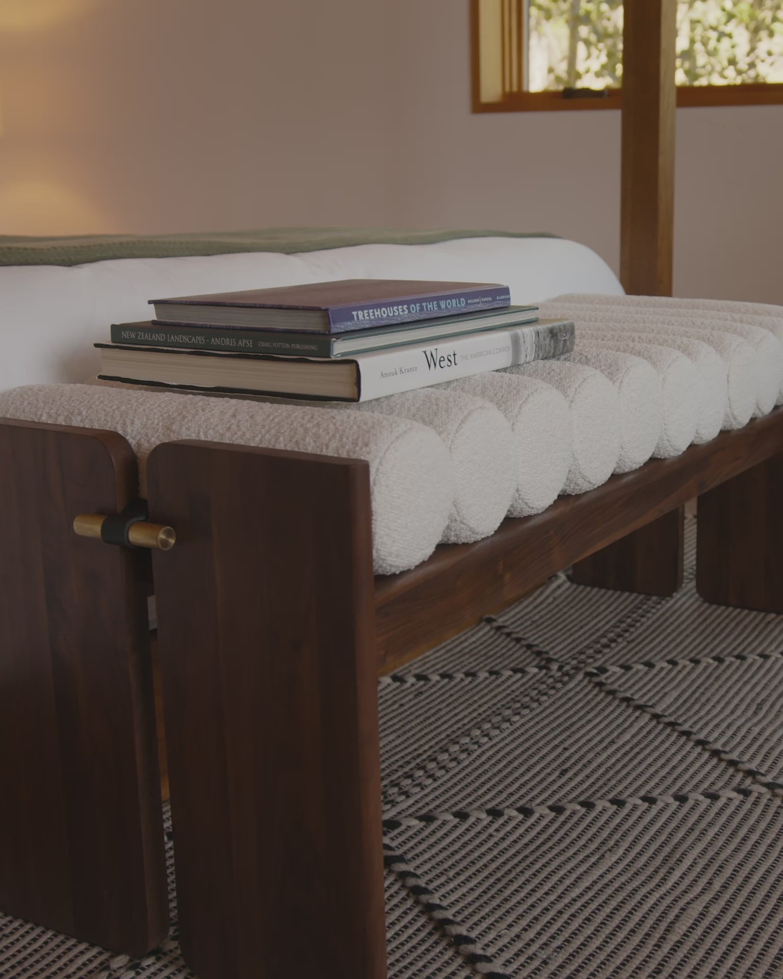 White Boucle / Walnut