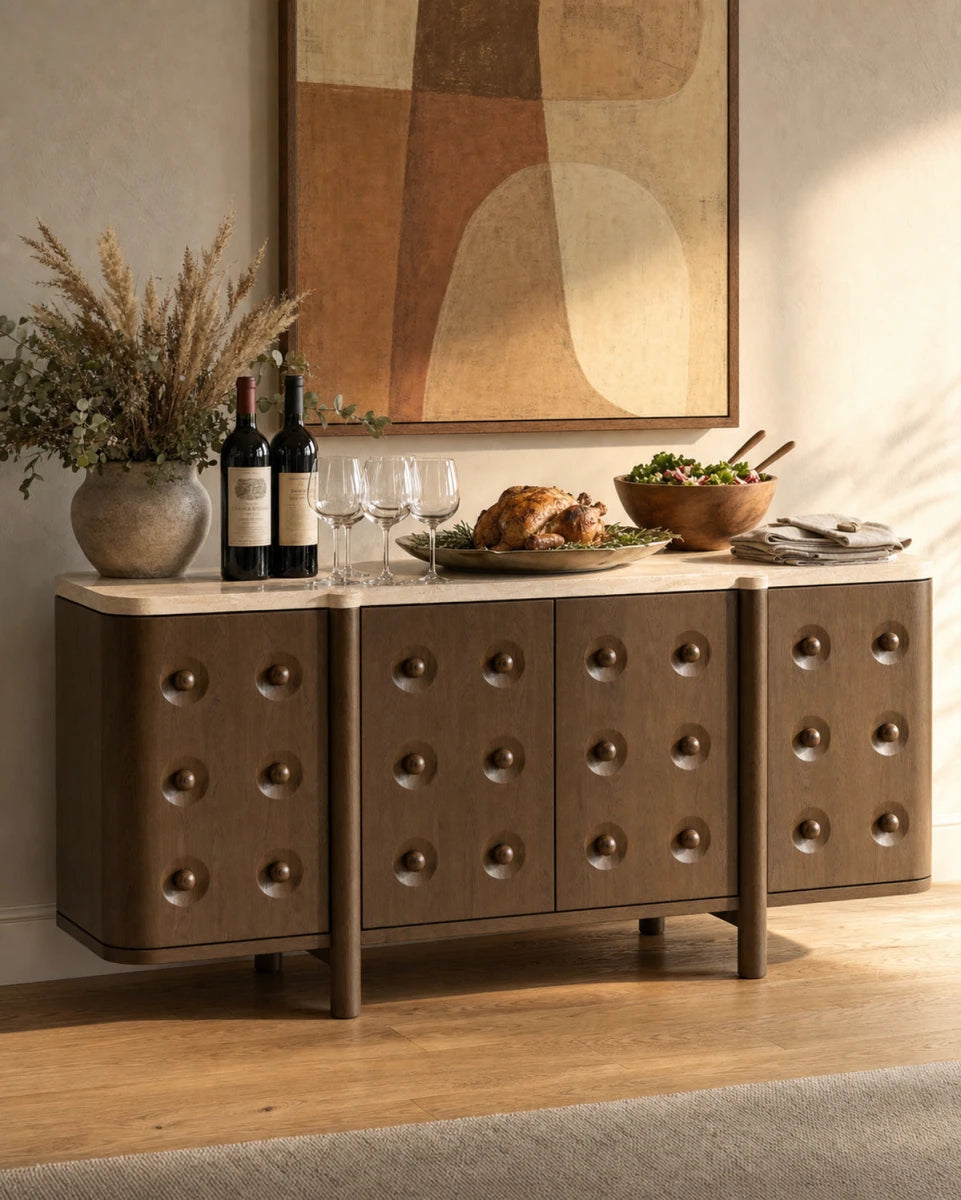 Espresso Oak / Travertine Top / 68"