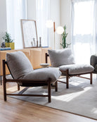 Stone Boucle / Maple Brown Leather / Walnut