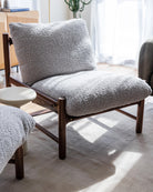 Stone Boucle / Maple Brown Leather / Walnut