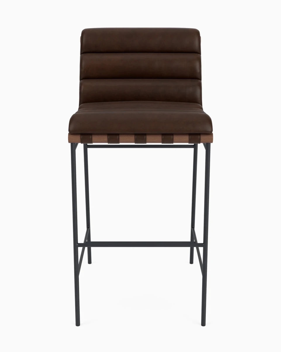 Maple Brown Leather / Walnut / Bar (30" Height)