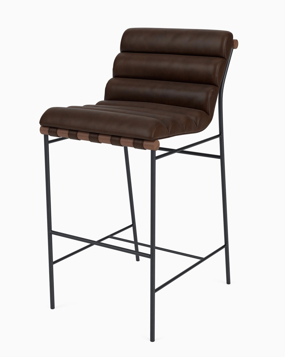 Maple Brown Leather / Walnut / Bar (30&quot; Height)