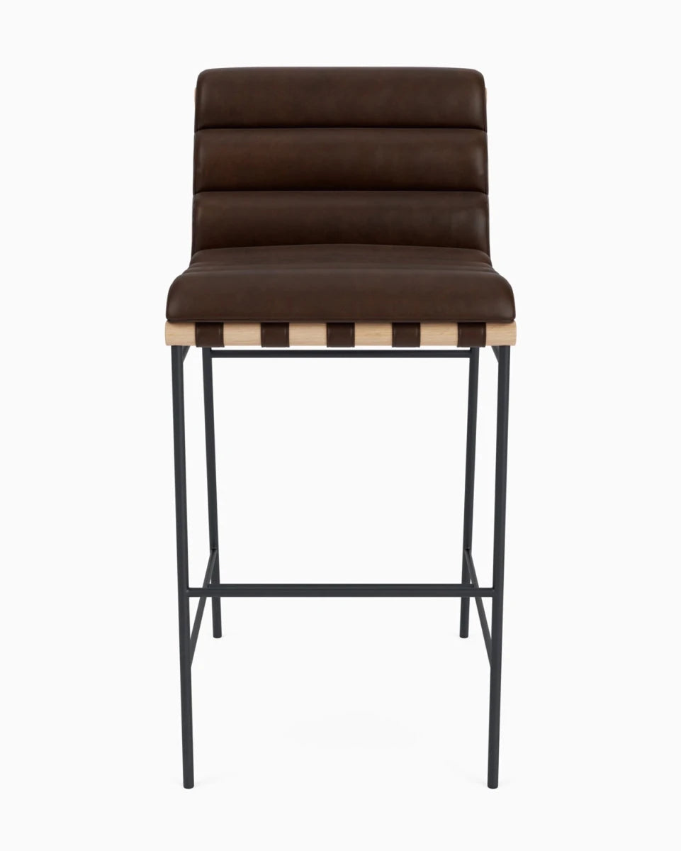 Maple Brown Leather / White Oak / Bar (30" Height)