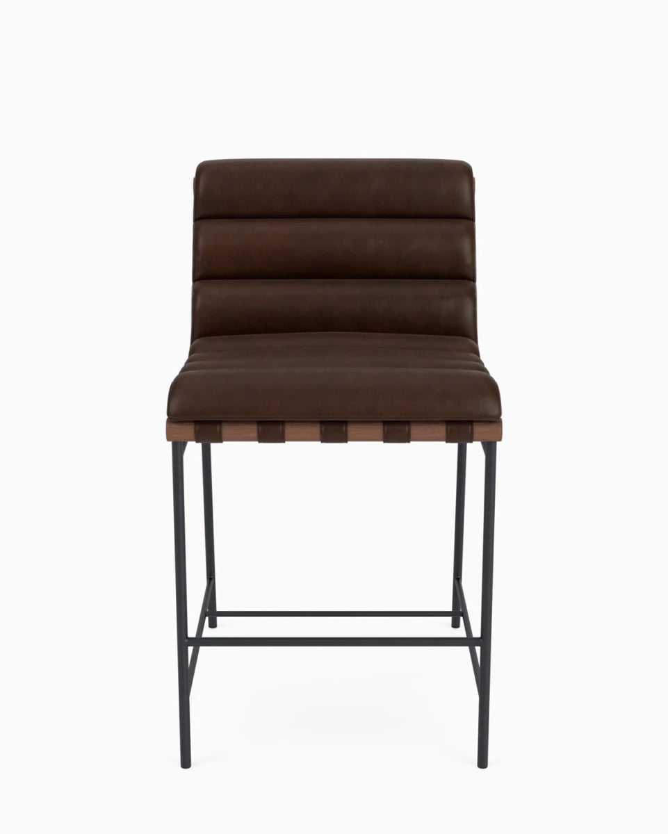 Maple Brown Leather / Walnut / Counter (24" Height)